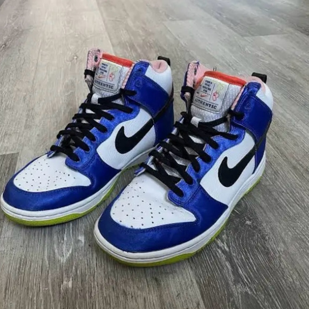 Nike Dunks Blue satin Hi Top Sneakers Size 6.5